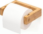 1x Wooden Toilet Paper Roll Holder Adhesive Without Drilling Natural Bamboo Toil