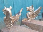 Super Pair Of Vintage Solid Cast Iron Griffin Finials Driveway Gate Free Uk P p 