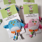 12 Pack Plush Owl Pacifiers Clips Wholesale Lot Assorted Colors Pink And Blue