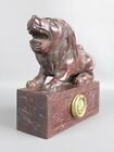 Wooden Lion Statue Carved Sculpture With Brass Frieze Vintage Xx