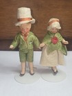 Antique Pair Of Hertwig German Bisque Irish Tagged Dollhouse Miniature Dolls 