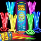 100ct Glow Sticks 8 Inch Party Favors Neon Light Up Necklaces Bracelets Bulk