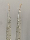 Two Vintage Mid Century Candlesticks Clear Silver Flake Lucite 11 5    Read