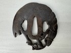 Y9359 Tsuba Iron Sword Guard Horse Japan Samurai Katana Antique Koshirae Edo