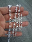 Rosario De Plata 925 Mx   Catholic Sterling Silver Rosary 22g 26  5 5mm