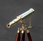 Floor Standing 18  Brass Marine Telescope Tripod Collectible Spy Glass Telescope