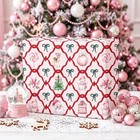 Altarho Reversible Pink Christmas Wrapping Paper Roll - Vintage Santa Reindeer