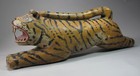 A Very Rare fine large Korean Wood Carved Tiger Painted In Pigments-19th C