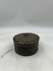 Vintage Mexican Tin Trinket Box Flower Lid Hand Tooled Folk Art Metal Container