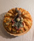 Pumpkin Thanksgiving Ceramic Pie Plate Fall Dessert Server W  Covered Lid 