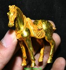 2 7  old Chinese Dynasty Bronze Gilt Zodiac Year Animal Horse Statue Sculpture