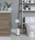 Bathroom Free Standing Toilet Tissue Paper Roll Holder Stand With Reserve Functi