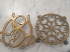 2 Brass Trivets 1 George Washington Cypher Bicentennial 76 Good Preowned   