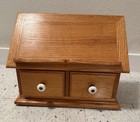 Vintage Wood Cookbook Holder Recipe Card Drawer Counter Display Handmade
