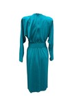 Carol Anderson Petites Women Long Dress With Belt Long Sleeve Teal Blue Size 6p