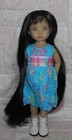 Monique Custom Made Doll Wig Sz 7 8 Black  Very Long Straight Hair   Wispy Bangs
