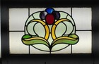 Pretty Floral Midsize Old English Leaded Stained Glass Window 24 1 4 x 16 1 4 