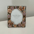 Vtg Watch Hill Framers Enamel   Crystal Butterfly Ornate Picture Frame Fairy 4x6