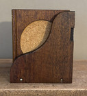 Vintage Wooden Coaster Set 8 Books And Holder Cork Center 1970s Mcm Boho Japan