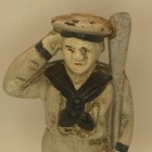 Navy Sailor Oarsman Cast Iron Coin Bank Vintage 5 25  Collectible Military Vtg