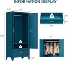 71  Farmhouse Metal Wardrobe 2 Barn Doors Hanging Rod Drawer Bedroom Armoire