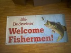 Vintage 2011 Budweiser Welcome Fisherman Banner     34  X 70      Pvc Style     