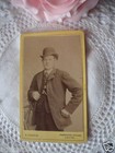 Antique Old Vintage Cdv Photo Portrait Gentleman Man In Bowler Hat And Coat