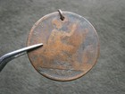 Queen Victoria Bun Head Penny Antique Coin Charm Pendant  1860   8 7g