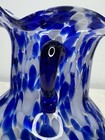 Vintage Hand Blown Glass Vase Blue And White Confetti