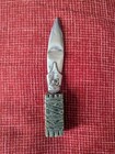 Vintage Mexican Sterling Silver Ornamental Knife Carved Aventurine Quartz Estate