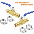 Brass Hose Barb Ball Valve Kit-2pcs 5 8  Heater Hose Shut Off Valve W Clamps