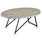 Weathered Grey Oak   Black Oval Coffee Table - Modern Wood Design