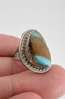 Vintage Navajo Sterling Silver Ribbon Boulder Royston Turquoise Ring