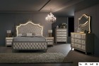 New Led Queen King Biege Cream Velvet 5pc Bedroom Set Modern Furniture B d m n c