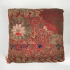 Japanese Buddhist Orin Bell Singing Bowl Silk Fabric Pillow Vtg Square Red Ba553