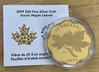 Canada Pure 99 99  Fine Silver Gold Covered 2019  20 Maple Leaves Silver Coin