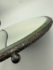 Vtg Art Nouveau Ornate Mirrored Plateau Vanity Tray Footed Beveled Edge 10     rw