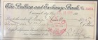 1894 Carson City Nevada Old West Bank Check - The Bullion And Exchange Bank 