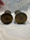 Pair Of Antique Brass Candle Holders  Small  Bronze Finish  2  Tall   Round
