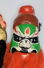 Vintage Chinese Opera Mask Pair - Fierce Green   White Faces - Vivid Folk Art