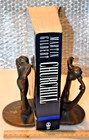 Art Deco Vintage Antique Bookends Sculptured Dancing Nude Lady Cast Metal Bronze