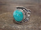 Native American Sterling Silver   Turquoise Ring - Lee - Size 14 5