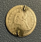 Silver Love Token - Silver Seated Dime - Detailed Hand Engraved - Black Enameled