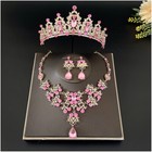 Elegant Tiara Earrings Necklace Wedding Crown Set For Women Wedding Bridal
