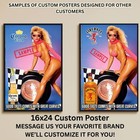 Sexy Pinup Girl Custom Alcohol Poster Any Beer Whiskey Tequila Vodka Brand   294