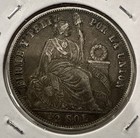 1864 1 2 Sol Peru Silver Coin Medio Sol