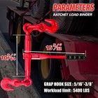 Ratchet Chain Binder 5 16   - 3 8        2 Pack Load Binders With G70 Grab Hooks