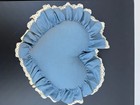 Vintage Blue Polka Dot Heart Shaped Ruffle Ring Bearer Pillow Wedding Decor