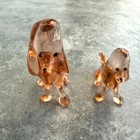 Set Of 2 Vintage Miniature Pink Art Glass Poodle Dog Figurines Mama   Baby 2   