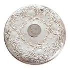 Vtg Towle Sterling Silver Mirror  old Master  Floral Repousse Vanity Purse Pouch